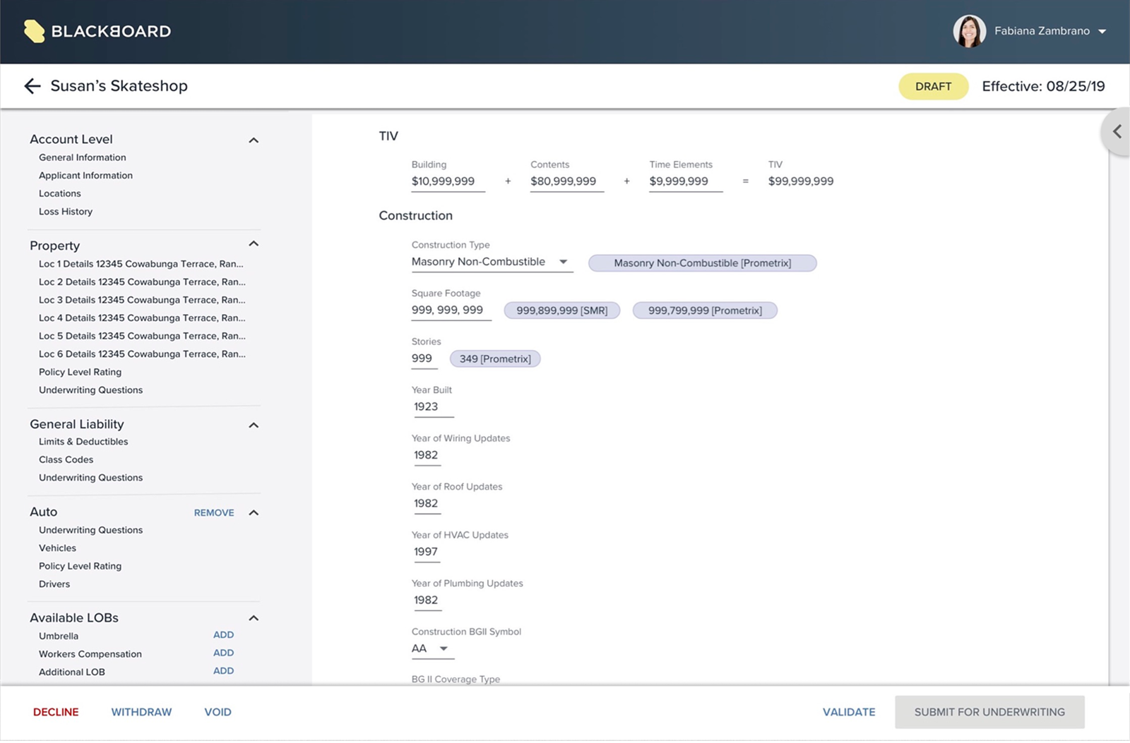 Blackboard insurance form